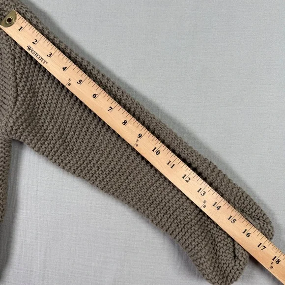 Blu Pepper Womens Medium Brown Chunky Knit Cropped Crewneck Sweater Boxy Fit - Picture 6 of 7